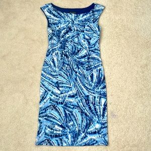 Blue patterned dress Size 8